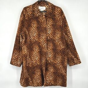Diane's Essentials Wms Leopard Print Car Coat 1X Brown Animal Print Mob Wife